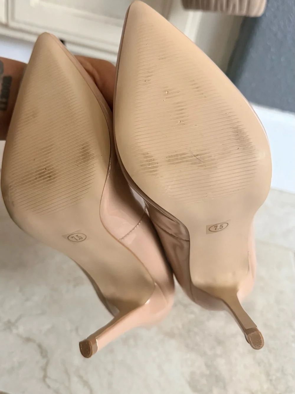 Steve Madden Nude Patent Pointed-Toe Stiletto Pumps